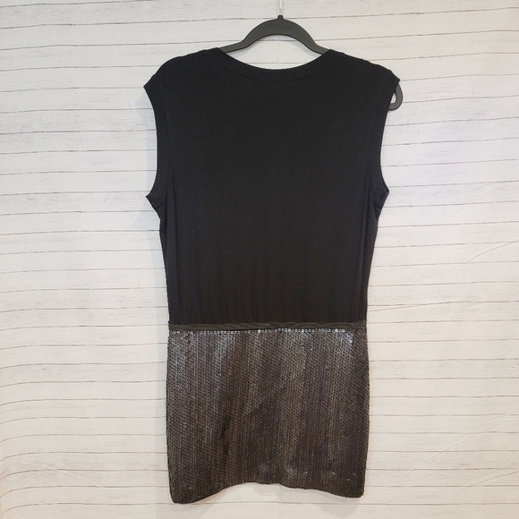 BCBGMAXAZRIA Mixed Media High Low Dress, size 4, Chrome Sequins, So cute! - Picture 8 of 8